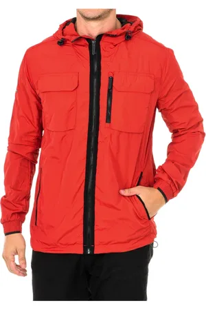 Superdry Jakke, Herre, Rød, L, Uld, Rød Vandtæt Jakke med Hætte