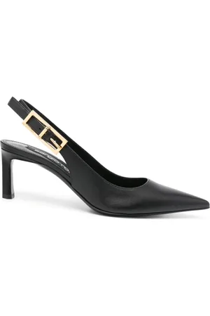 Sergio Rossi Sko, Dame, Sort, 36 EU, Læder, Sort Grained Læder Slingback Hæle