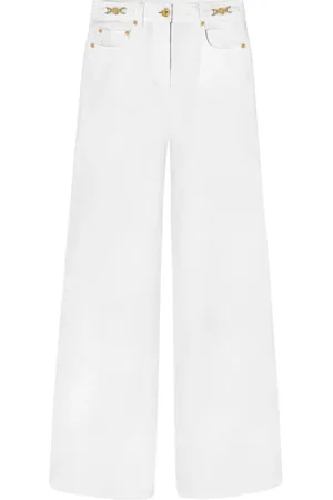 VERSACE Jeans, Dame, Hvid, W26, Denim, Hvid Denim Flared Jeans med Medusa Head