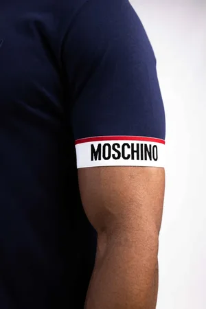 Moschino Top, Herre, Blå, S, Bomuld, Basis T-shirt Mænd Mørkeblå