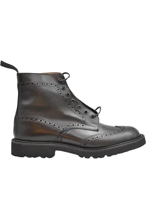 TRICKERS Sko, Herre, Brun, 44 EU, Læder, Brun Brogue Flade Sko Espresso