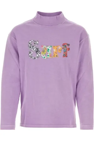ERL Sweathshirts & Hoodies, Dame, Lilla, M, Bomuld, Lilla Bomuld T-shirt med Broderi