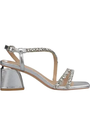 Alma en Pena Sko, Dame, Grå, 39 EU, Læder, Firkantet Tå Rhinestone Stropper Sandal