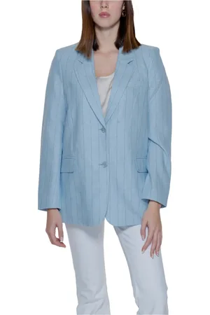 VERO MODA Jakke, Dame, Blå, S, Uld, Blå Pinstripe Knappet Blazer