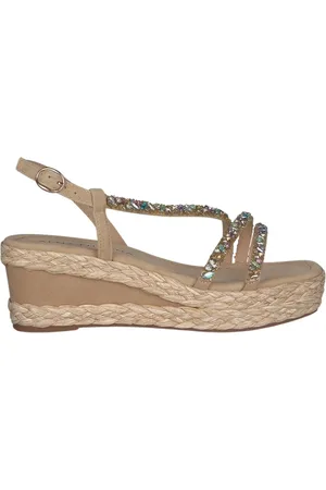 Alma en Pena Sko, Dame, , 41 EU, Læder, Multifarvet Kile Sandal med Flettede Stropper