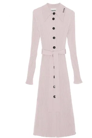 Ganni Kjole, Dame, Lilla, M, Uld, Maxi Dresses