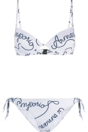 Emporio Armani Badetøj, Dame, Hvid, S, Logomania-print Bikini Sæt
