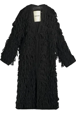 CIRCUS HOTEL Frakke, Dame, Sort, XS, Uld, Fluffy Lang Shaggy Coat