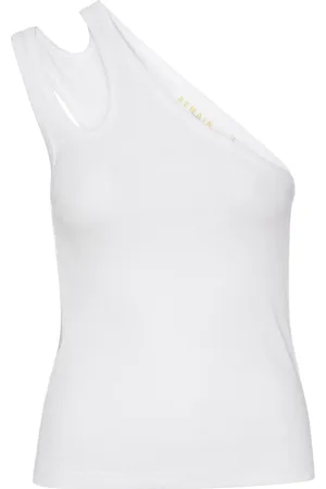 REMAIN Birger Christensen Top, Dame, Hvid, XS, Bomuld, Asymmetrisk Bomuldstop
