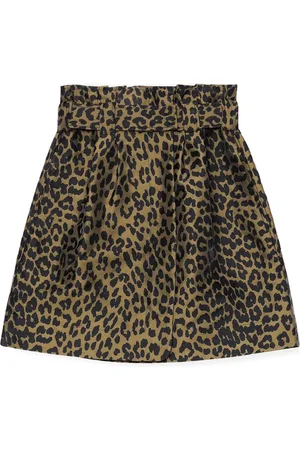 Ganni Nederdel, Dame, Grøn, XS, Leopard-Jacquard Nederdel