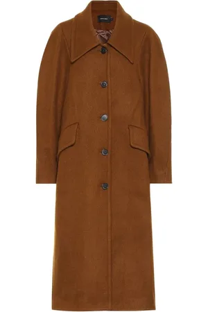 Low Classic Frakke, Dame, Brun, M, Uld, Nougat Oversize Uldfrakke