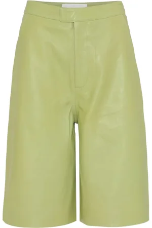 REMAIN Birger Christensen Shorts, Dame, Grøn, L, Læder, Læder Bermuda Shorts
