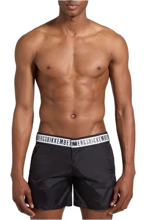 Bikkembergs Badetøj, Herre, Sort, XL, Uld, Sort Strandtøj med Bøjet Logo