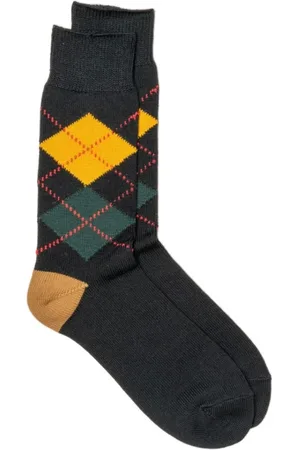 RoToTo Undertøj, unisex, Flerfarvet, S, Bomuld, Argyle Crew Socks Sort/Kanel
