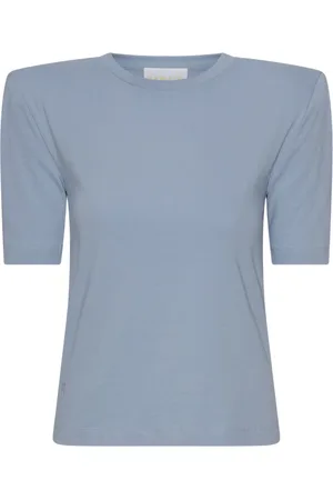 REMAIN Birger Christensen Top, Dame, Blå, M, Bomuld, Klassisk Bomuld T-Shirt
