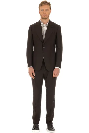 LARDINI Jakkesæt, Herre, Brun, L, Uld, Brun Jakke Maxi Revers Mono Bottone