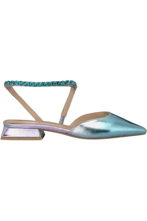 Alma en Pena Sko, Dame, Blå, 39 EU, Læder, Flade sko med rhinestone-rem