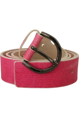 John Galliano Tilbehør, Dame, Lyserød, 100 CM, Læder, Læder Logo Rund Spænde Bælte