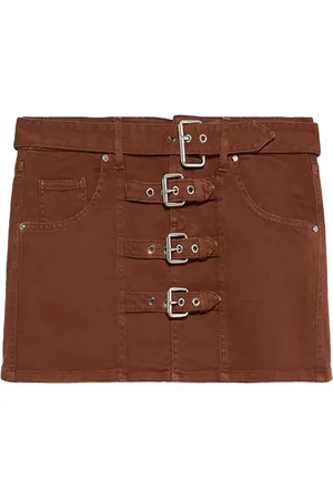 BLUMARINE Nederdel, Dame, Brun, S, Bomuld, Vintage-inspireret Multi Belt Mini Nederdel