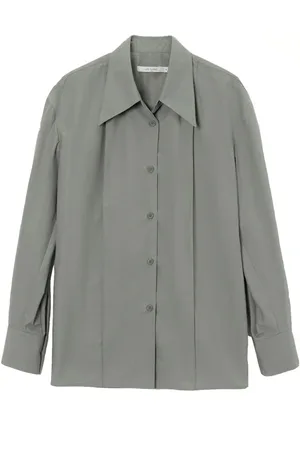 Low Classic Bluser & Skjorter, Dame, Grå, S, Bomuld, Grå Bomuldsskjorte med Volumenærmer
