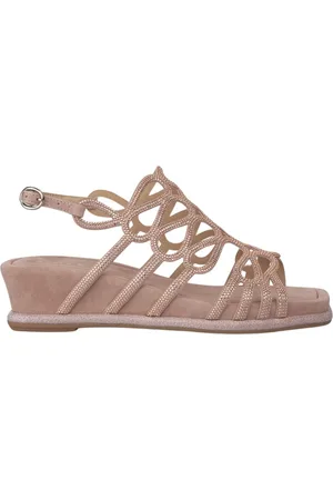 Alma en Pena Sko, Dame, Lyserød, 38 EU, Læder, Glitter Platform Sandal Kilehæl