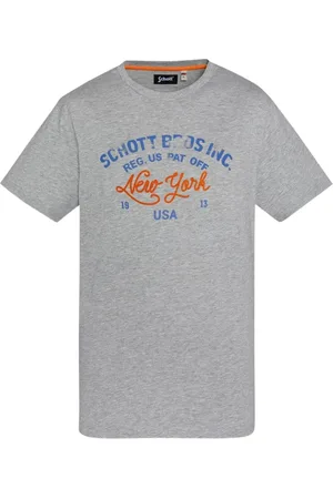 Schott NYC Top, Herre, Grå, S, Bomuld, Bomuld TShirt Toby - Grå