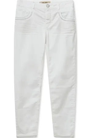 Mos Mosh Jeans, Dame, Hvid, W27, Bomuld, Broderede Hvide Skat Bukser