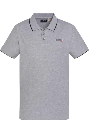 Schott NYC Top, Herre, Grå, M, Bomuld, Grå Polo T-shirt Broderet Logo