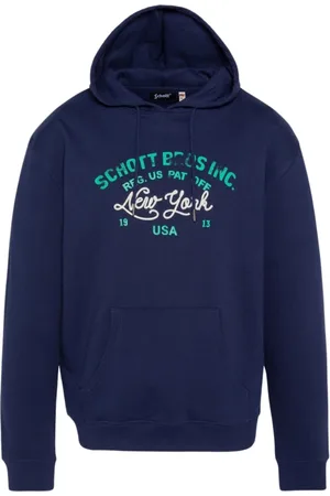 Schott NYC Sweathshirts & Hoodies, Herre, Blå, XL, Bomuld, Spencer Hættetrøje