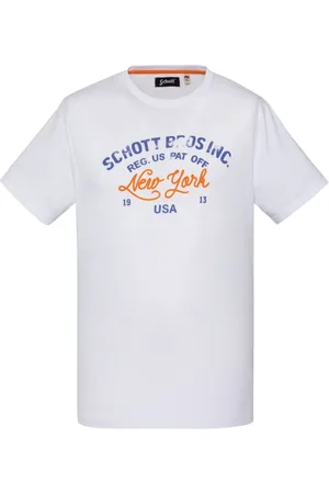 Schott NYC Top, Herre, Hvid, L, Bomuld, Bomuld T-shirt - Toby