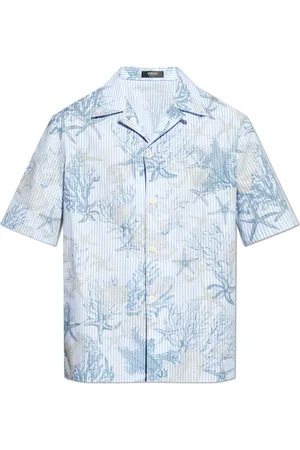 VERSACE Skjorte, Herre, Blå, L, Skjorte med Barocco Sea print