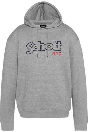 Schott NYC Sweathshirts & Hoodies, Herre, Grå, 2XL, Bomuld, Ikonisk Sidney hættetrøje - Grå