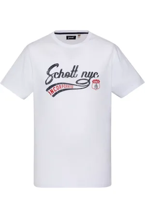 Schott NYC Top, Herre, Hvid, XL, Bomuld, Bomuldssignatur T-shirt - Hvid