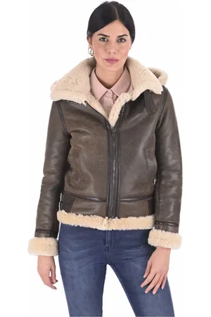 La Canadienne Jakke, Dame, Brun, S, Uld, Brun Shearling Bomber Jakke