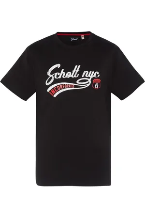 Schott NYC Top, Herre, Sort, L, Bomuld, Bomuldssignatur T-shirt - Sort