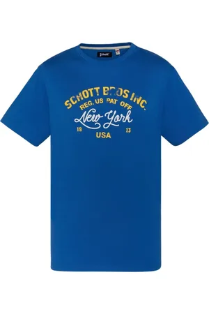 Schott NYC Top, Herre, Blå, XL, Bomuld, Bomuld TShirt Toby - Blå