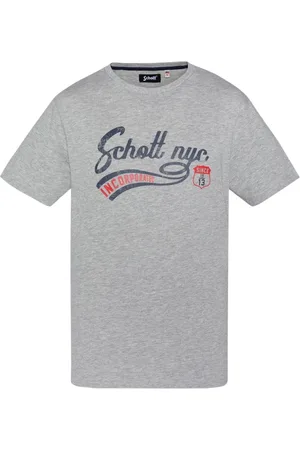 Schott NYC Top, Herre, Grå, M, Bomuld, Bomuldssignatur T-shirt - Tyron