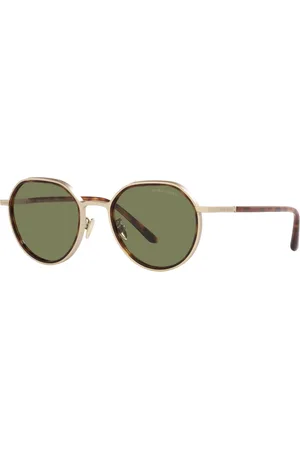 Giorgio Armani Tilbehør, Herre, Gul, 49 MM, Uld, Matte Pale Gold/Green Solbriller AR 6145