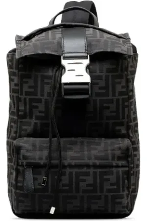 Fendi Pre-owned, Dame, Sort, ONE SIZE, Uld, Pre-owned Canvas rygsaekke