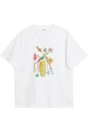 Soulland Top, unisex, Hvid, S/M, Bomuld, Bomuld Blomst T-shirt