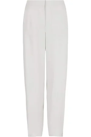 Giorgio Armani Bukser, Dame, Grå, 2XS, Polyester, Grå Bukser med Elastisk Talje