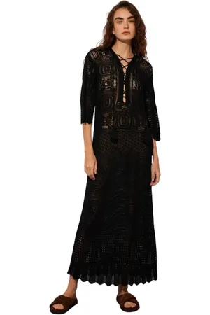 SEMICOUTURE Kjole, Dame, Sort, XS, Sort Blonde Maxi Kjole