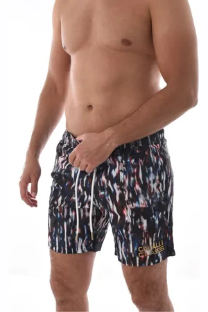 Roberto Cavalli Badetøj, Herre, Flerfarvet, L, Polyester, Multifarvet Badeshorts - Trykt Logo