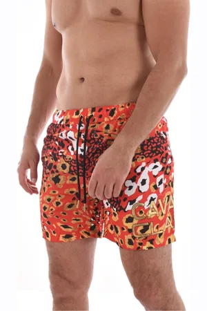 Roberto Cavalli Badetøj, Herre, Flerfarvet, XL, Uld, Dyremønster Badeshorts - Orange