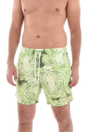 Roberto Cavalli Badetøj, Herre, Grøn, L, Uld, Dyremønster Badeshorts