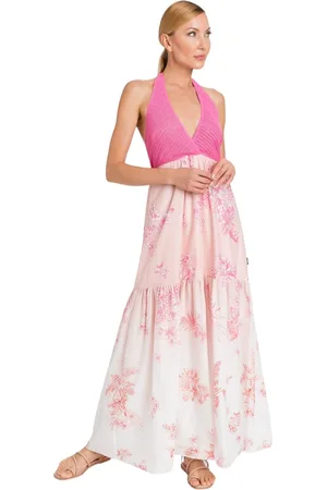 Twin-Set Kjole, Dame, Flerfarvet, 2XS, Bomuld, Hæklet Bustier Maxi Kjole Toile de Jouy