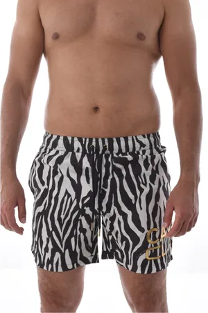 Roberto Cavalli Badetøj, Herre, Sort, S, Polyester, Dyremønster Badeshorts