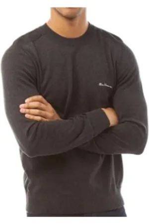 Ben Sherman Sweathshirts & Hoodies, Herre, Grå, S, Bomuld, Crew Neck Strik Pullover Sweater