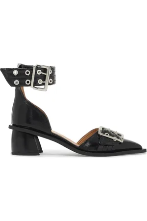 Ganni Sko, Dame, Sort, 36 EU, Læder, Chunky Buckle Dé Pumps