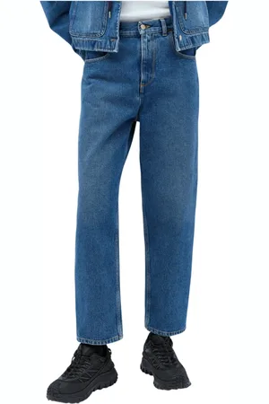 Moncler Jeans, Dame, Blå, XS, Bomuld, Klassiske Cropped Jeans